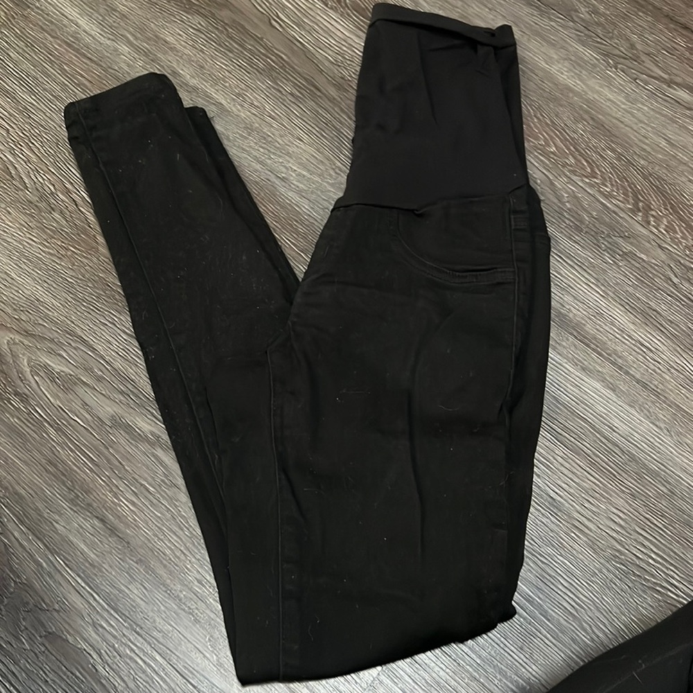 Indigo Blue Black skinny maternity jeans